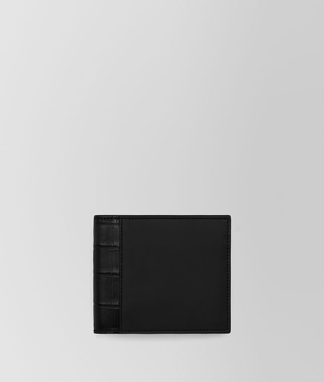 BOTTEGA VENETA BI-FOLD WALLET IN NERO CALF AND CROCODILE Bi-fold Wallet Man fp