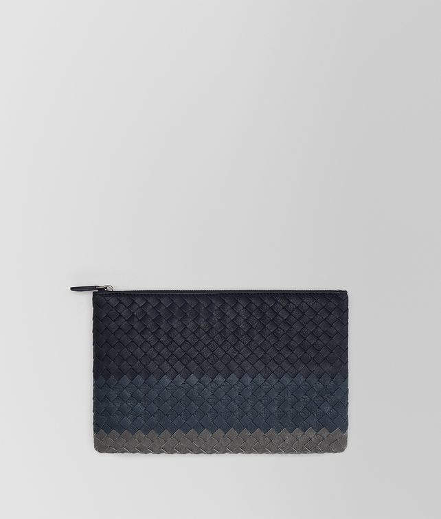 BOTTEGA VENETA MEDIUM DOCUMENT CASE IN NEW DARK NAVY DENIM ARDOISE INTRECCIATO LAMB CLUB Pouch E fp