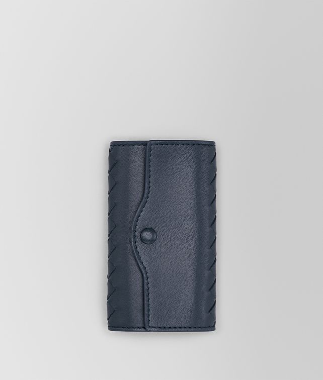BOTTEGA VENETA デニム イントレチャート ナッパ キーケース キーリング & レザーブレスレット E fp