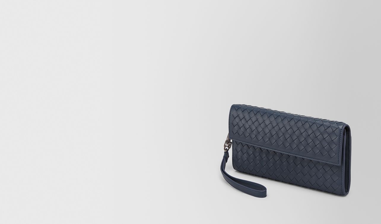 continental wallet in denim intrecciato nappa landing