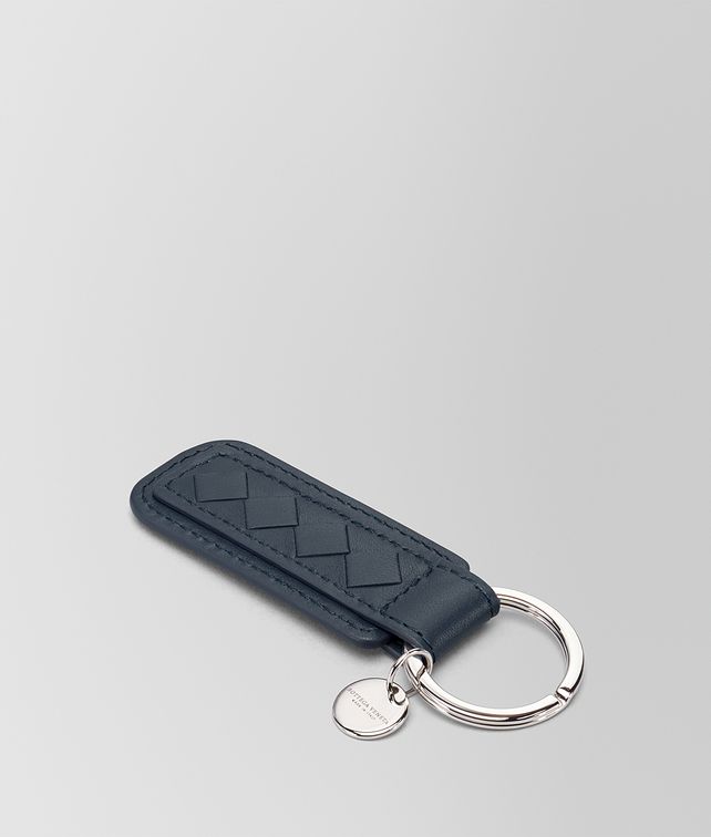 BOTTEGA VENETA KEY RING IN DENIM INTRECCIATO NAPPA Keyring or Bracelets E fp