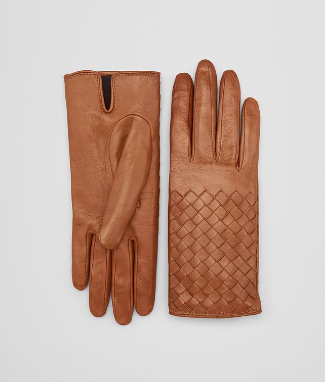 BOTTEGA VENETA GLOVE IN DARK LEATHER NEW NAPPA, INTRECCIO DETAILS Scarves, Gloves & Others Woman fp