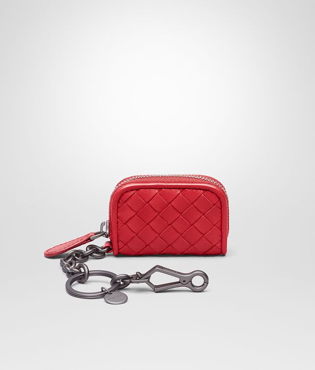 BOTTEGA VENETA PORTACHIAVI IN INTRECCIATO NAPPA CHINA RED Portachiavi o Braccialetto E fp
