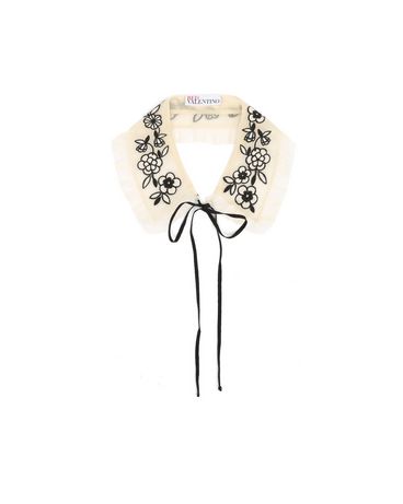 REDValentino Flower-embroidered Silk Collar