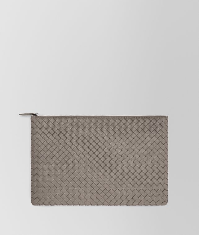 BOTTEGA VENETA LARGE DOCUMENT CASE IN STEEL INTRECCIATO NAPPA LEATHER Pouch E fp