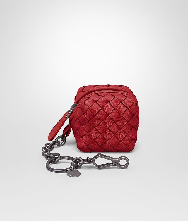BOTTEGA VENETA KEY RING IN CHINA RED INTRECCIATO NAPPA Keyring or Bracelets E fp