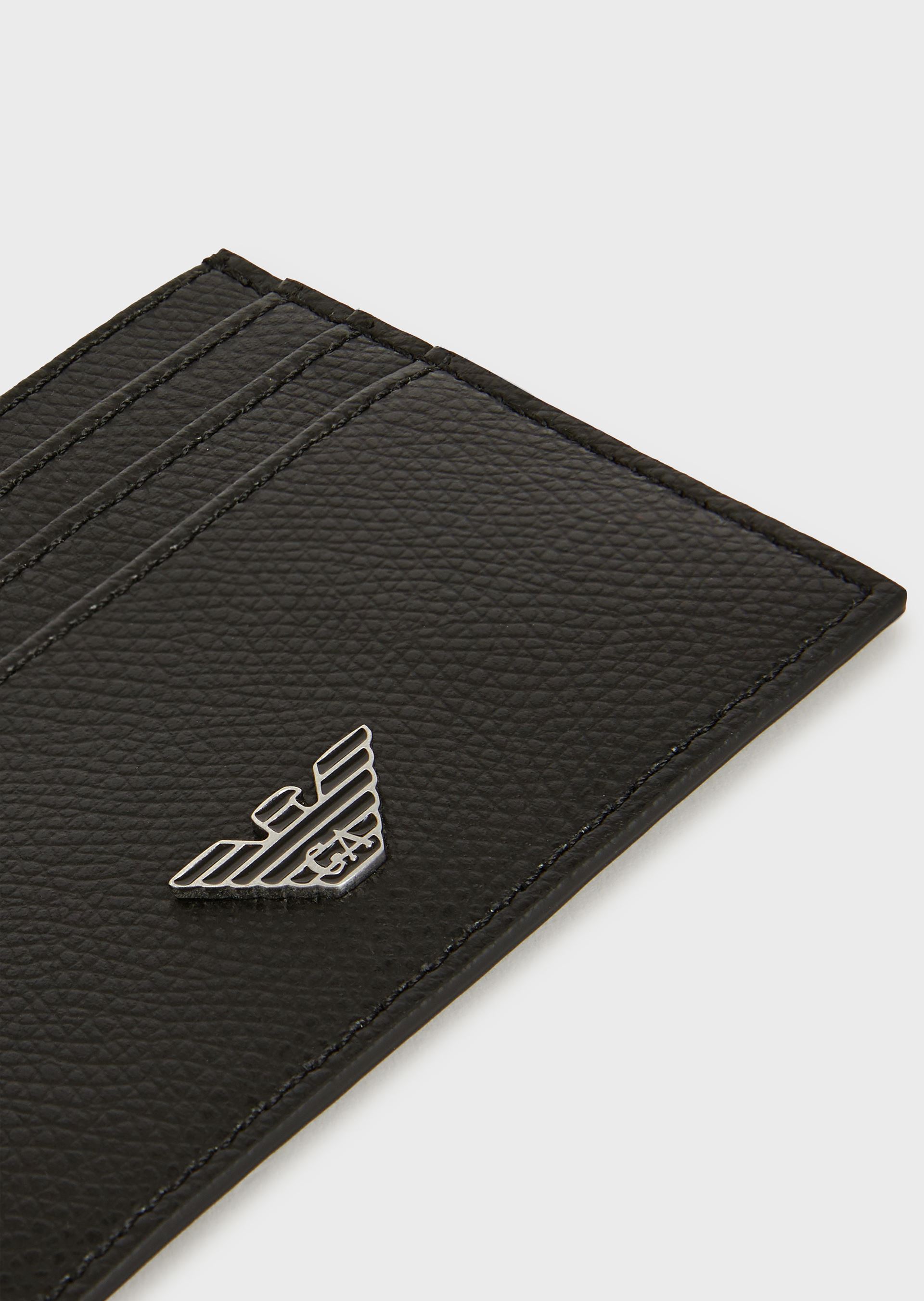 PRINTED AND BOARDED LEATHER CARD HOLDER Man Emporio Armani