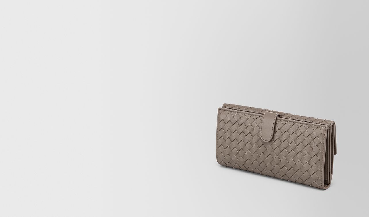 portefeuille continental en cuir nappa intrecciato steel landing