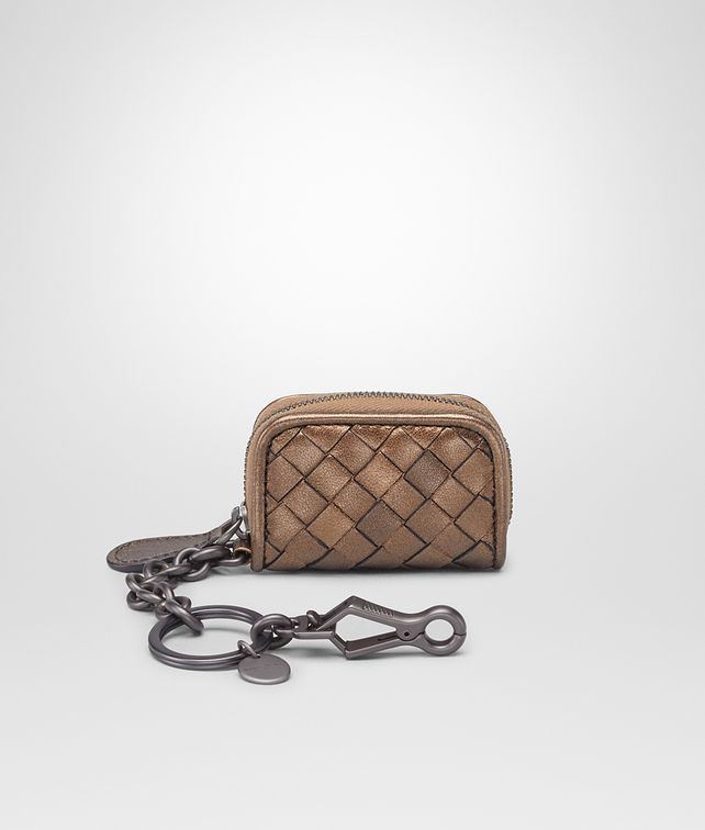 BOTTEGA VENETA ORO SCURO INTRECCIATO NAPPA KEY RING Keyring or Bracelets E fp