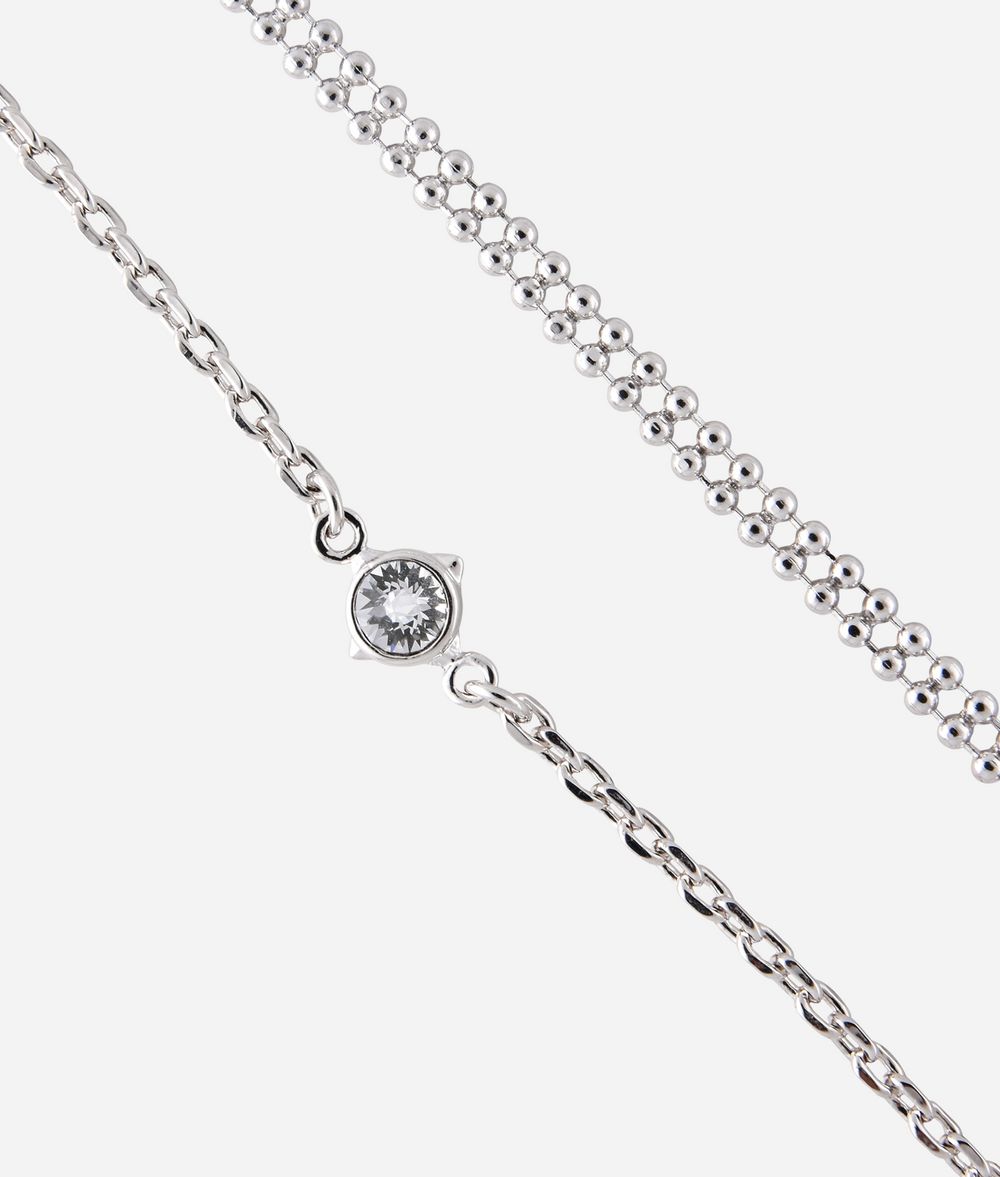 KARL LAGERFELD Chaîne argentée à plusieurs rangs Collier Femme d