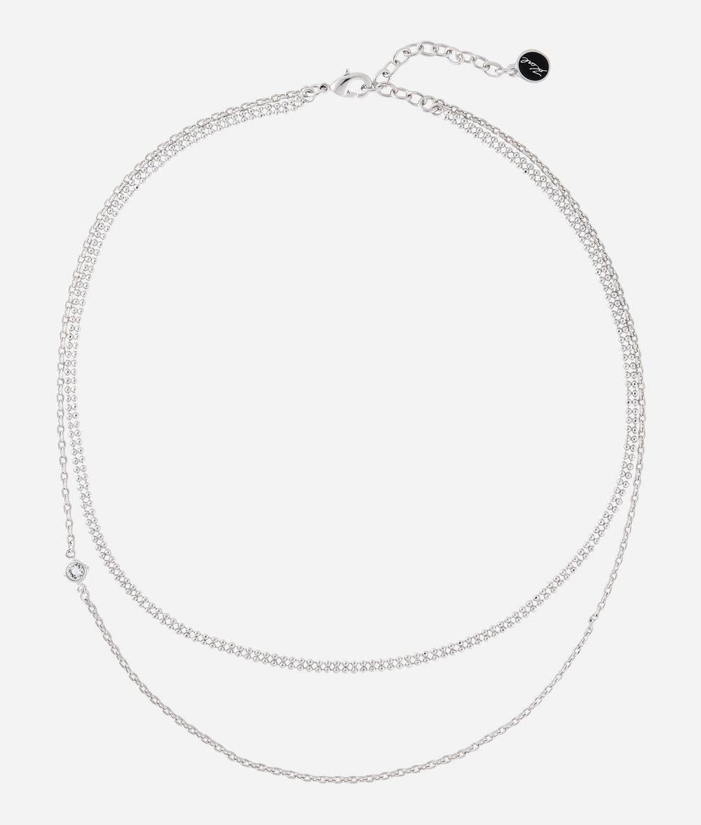 KARL LAGERFELD Chaîne argentée à plusieurs rangs Collier Femme f