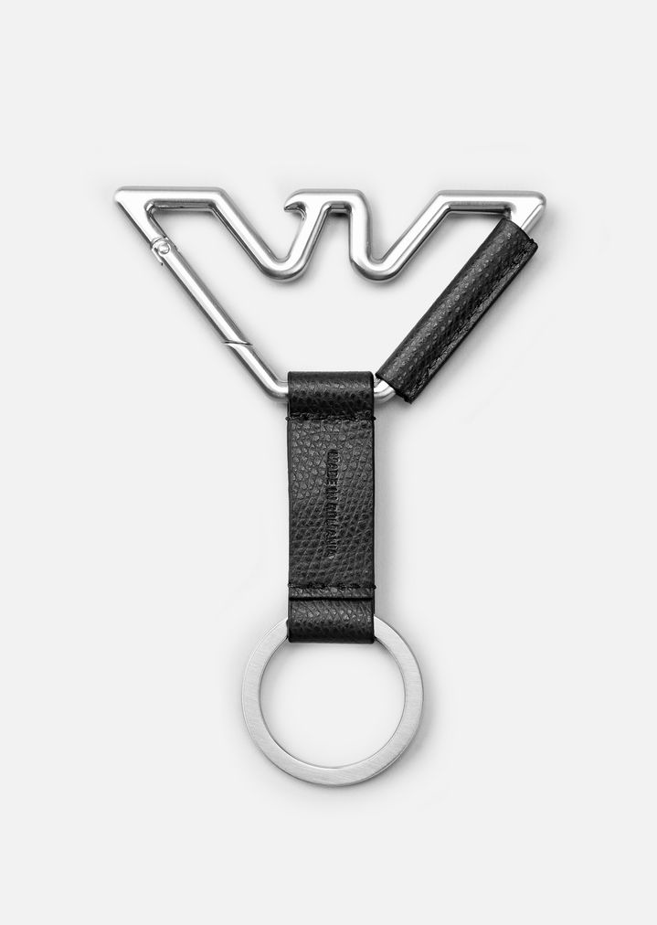 LEATHER KEY RING WITH LOGO HOOK | Man | Emporio Armani