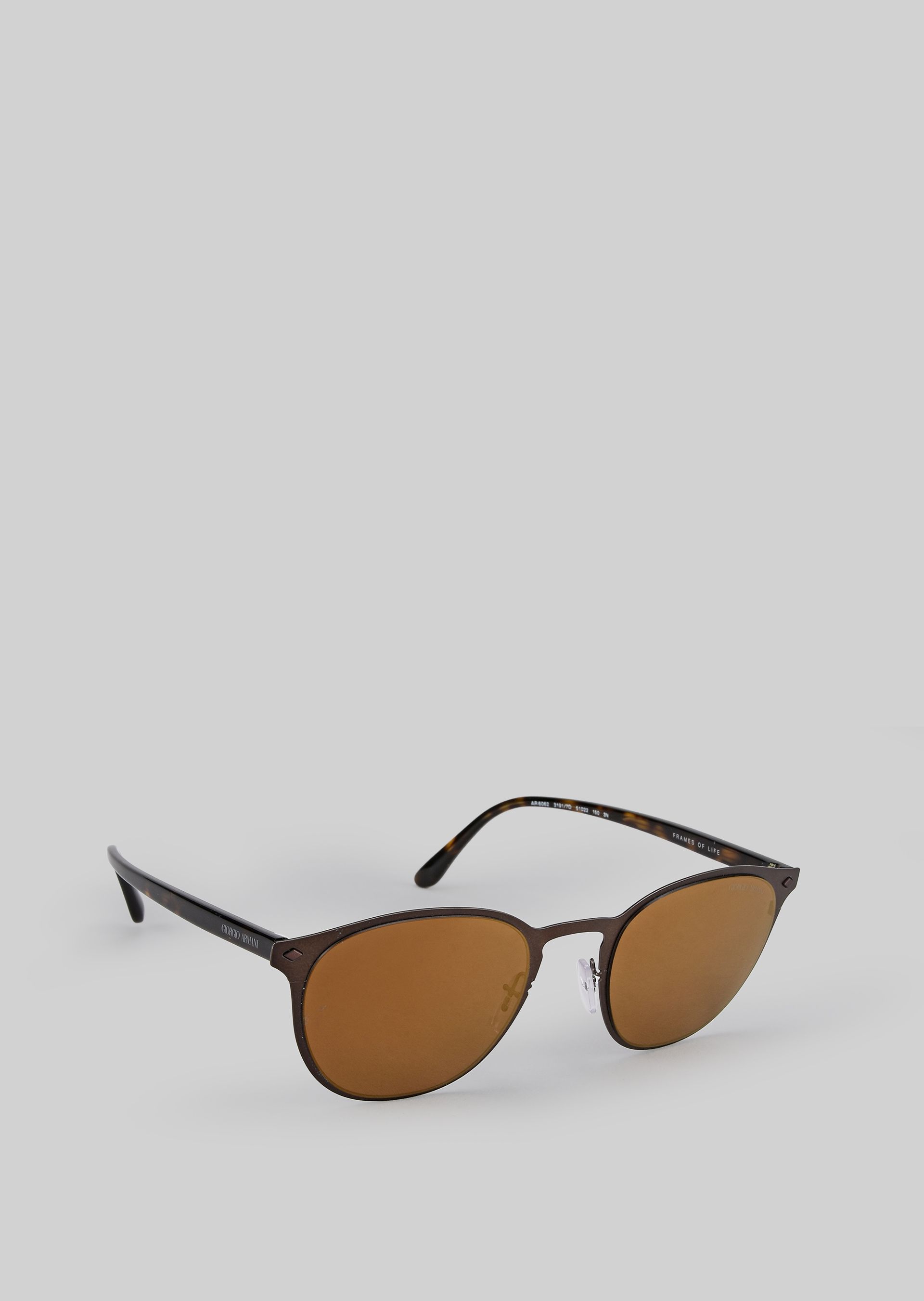 Round Frame Metal Sunglasses for Men | Giorgio Armani