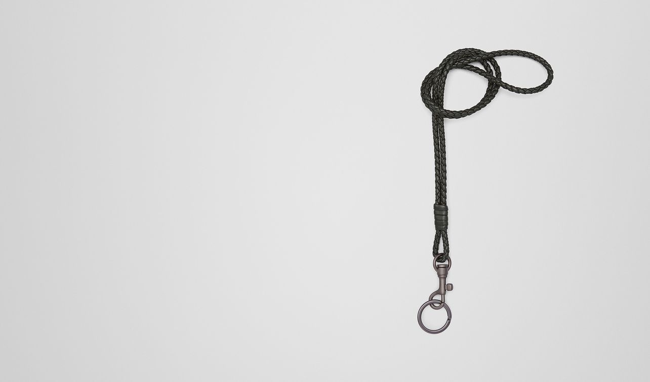 dark moss intrecciato nappa key ring landing