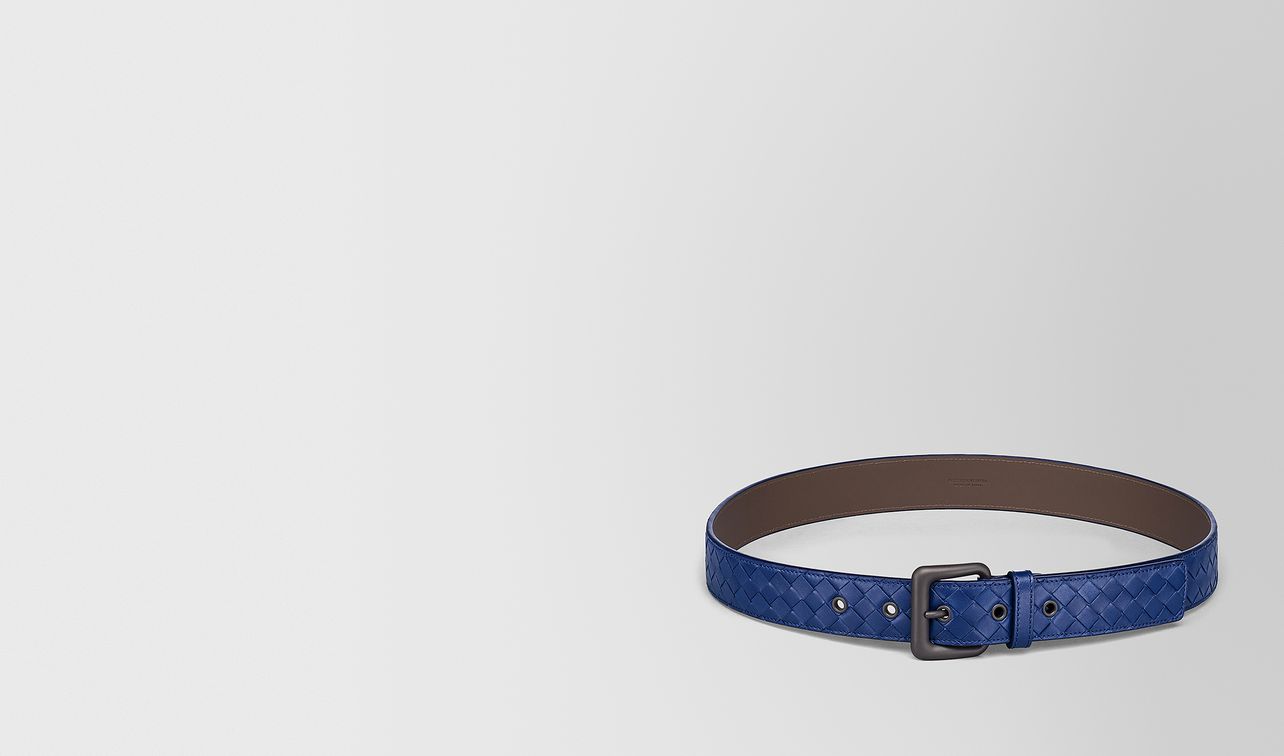 cobalt blue intrecciato belt landing