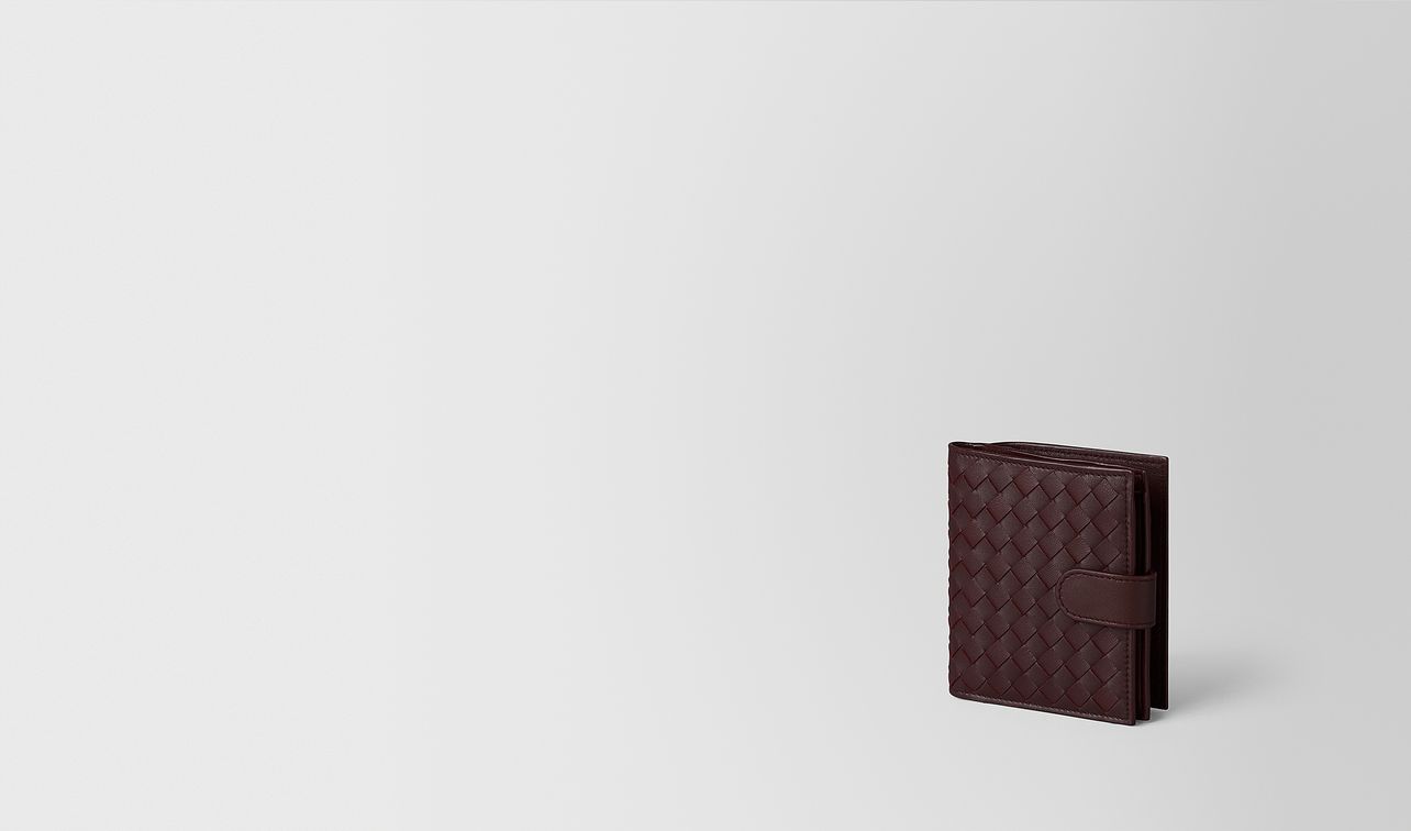 dark barolo intrecciato nappa mini wallet landing