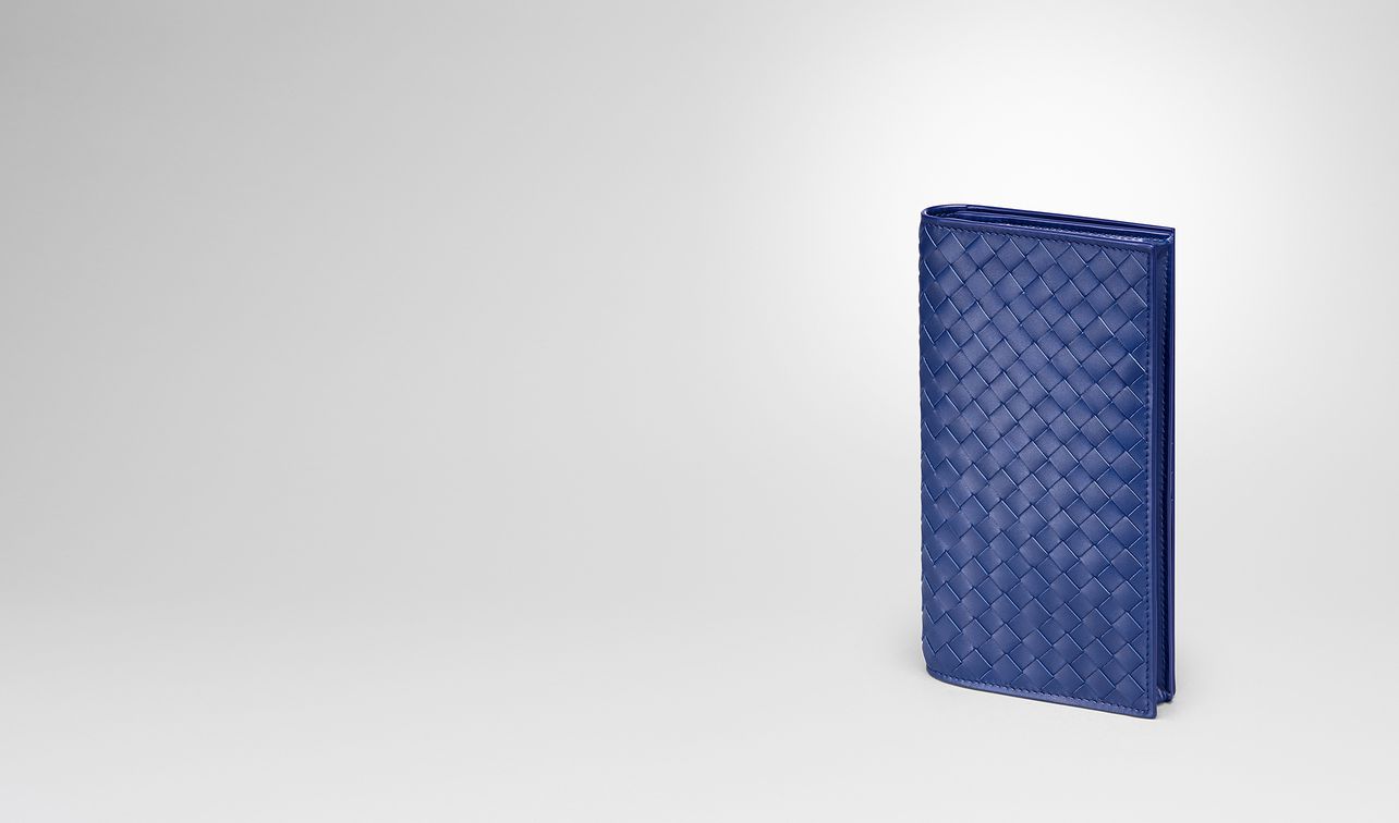 cobalt blue intrecciato continental wallet landing