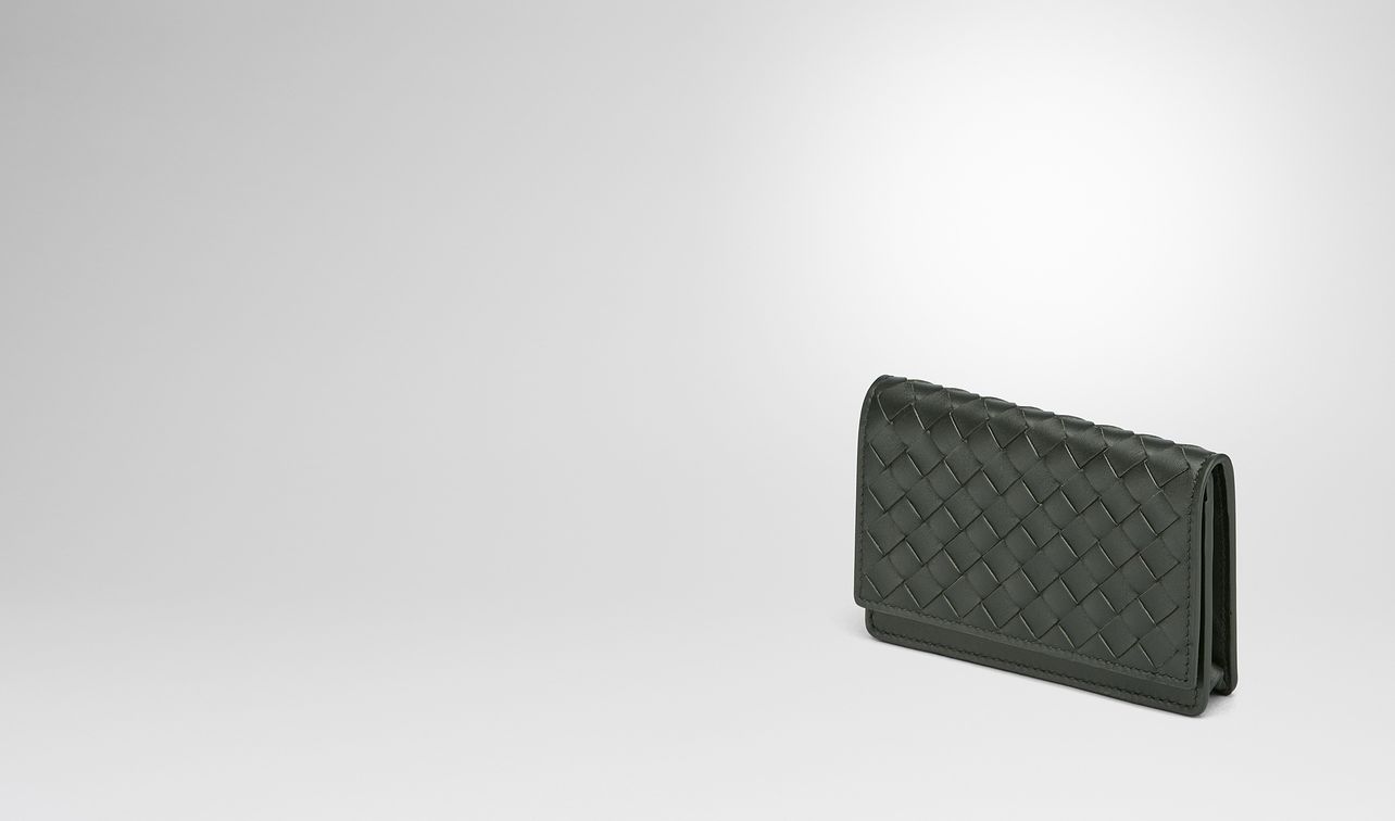 dark moss intrecciato nappa card case landing