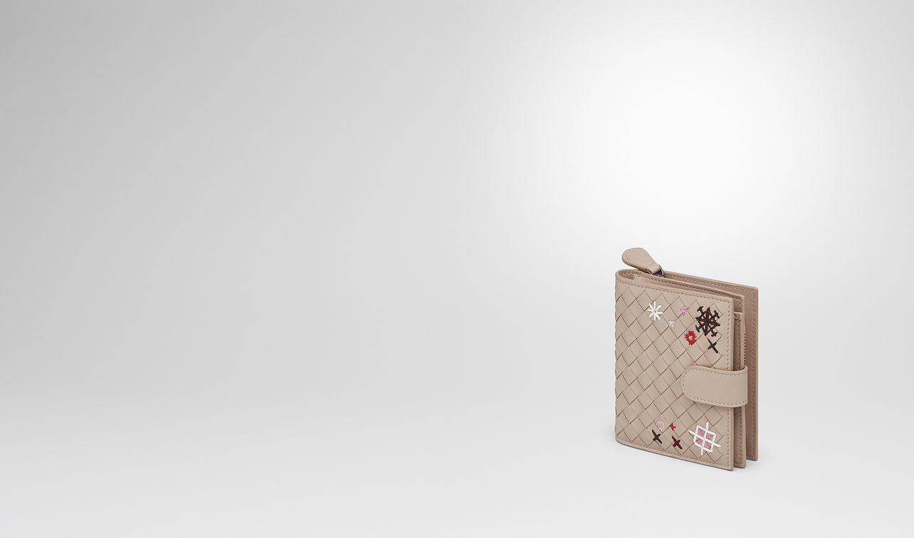 mink intrecciato meadow flower mini wallet landing