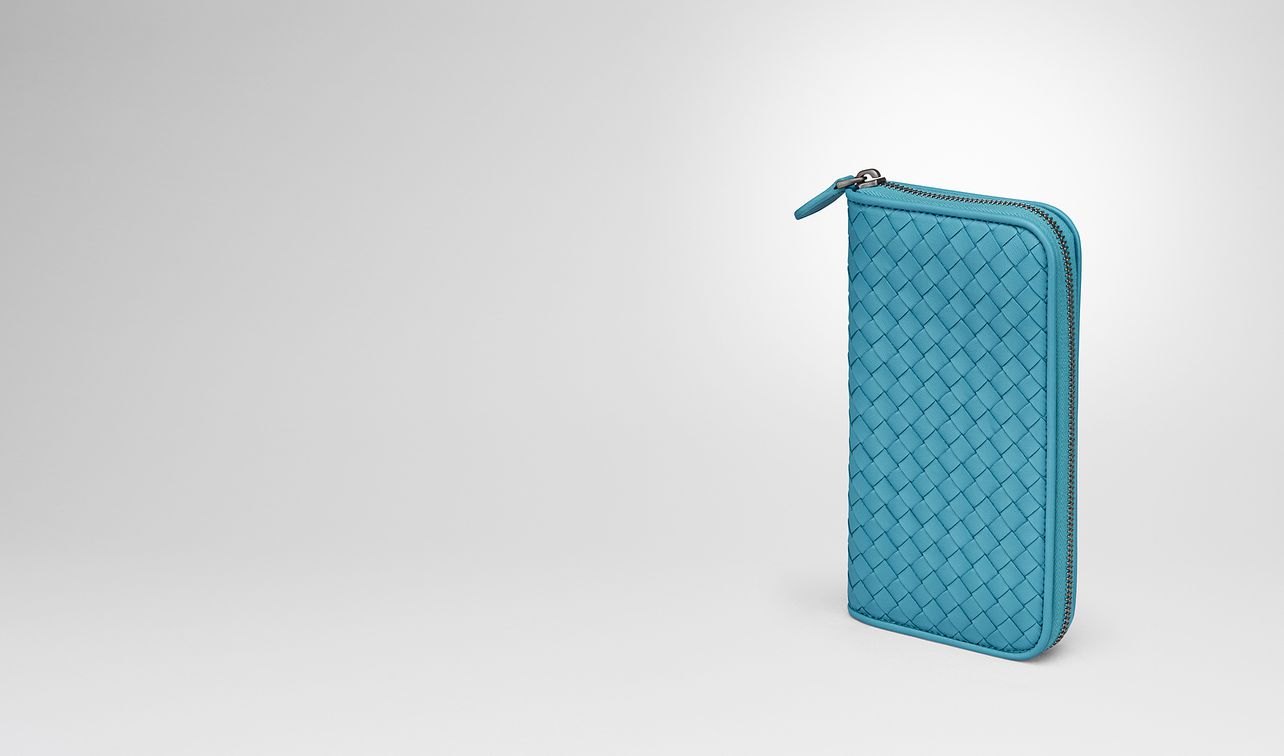 aqua intrecciato nappa zip-around wallet landing
