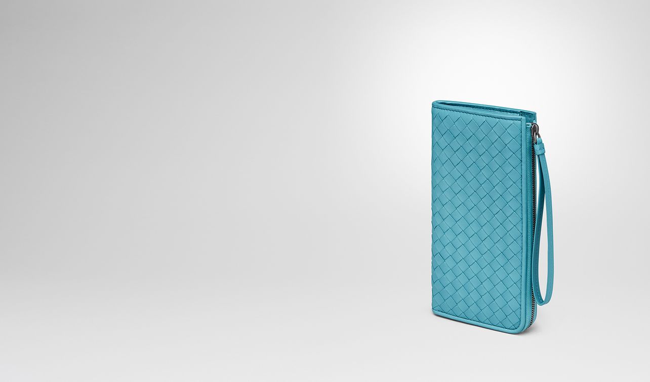 aqua intrecciato nappa zip-around wallet landing