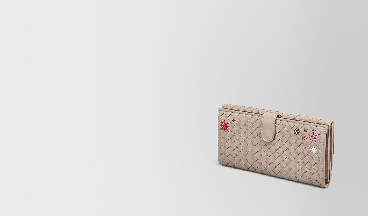 mink intrecciato meadow flower continental wallet landing