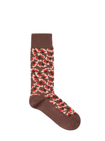 Marni Brown Metropolis print cotton sock Woman