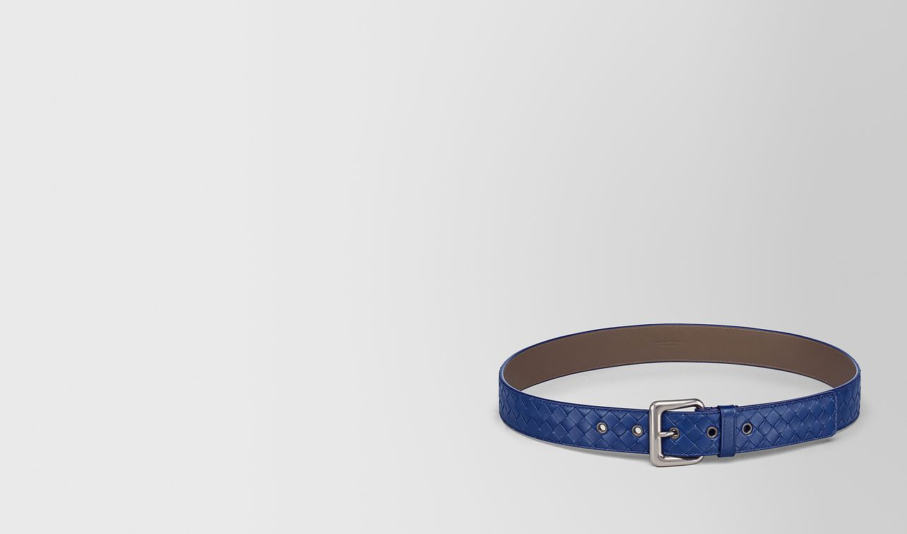 cobalt blue intrecciato belt landing