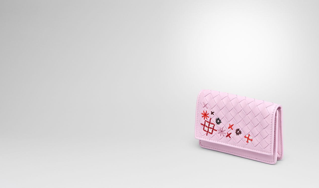 étui pour cartes en cuir nappa intrecciato cobalt landing
