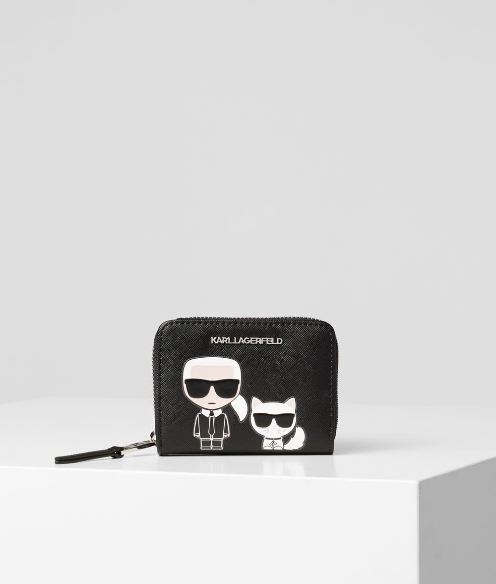 KARL LAGERFELD K/Ikonik Small Zip Wallet Wallet Woman f