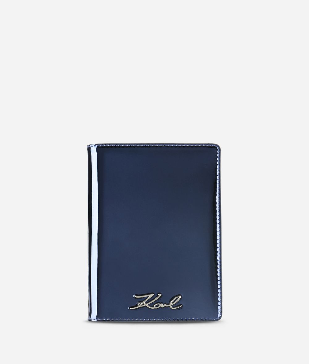 KARL LAGERFELD K/Signature Gloss Passport Holder Cardholder Woman f