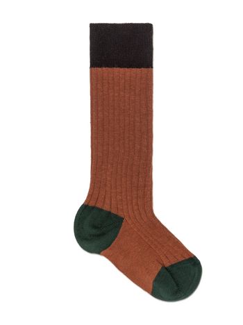 Marni SOCKS IN BROWN RIBBED COTTON Woman