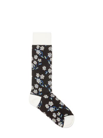 Marni Sock in cotton jacquard with floral design Woman