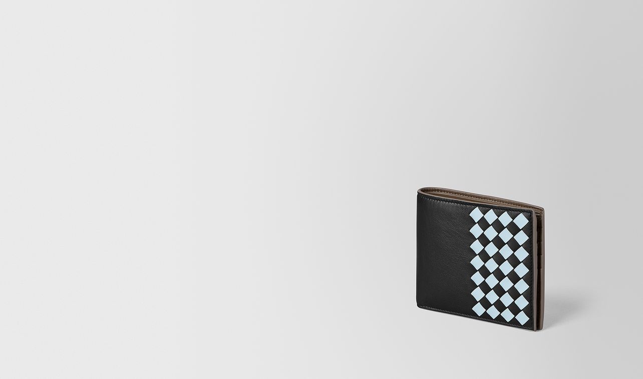 nero intrecciato checker nappa bi-fold wallet landing