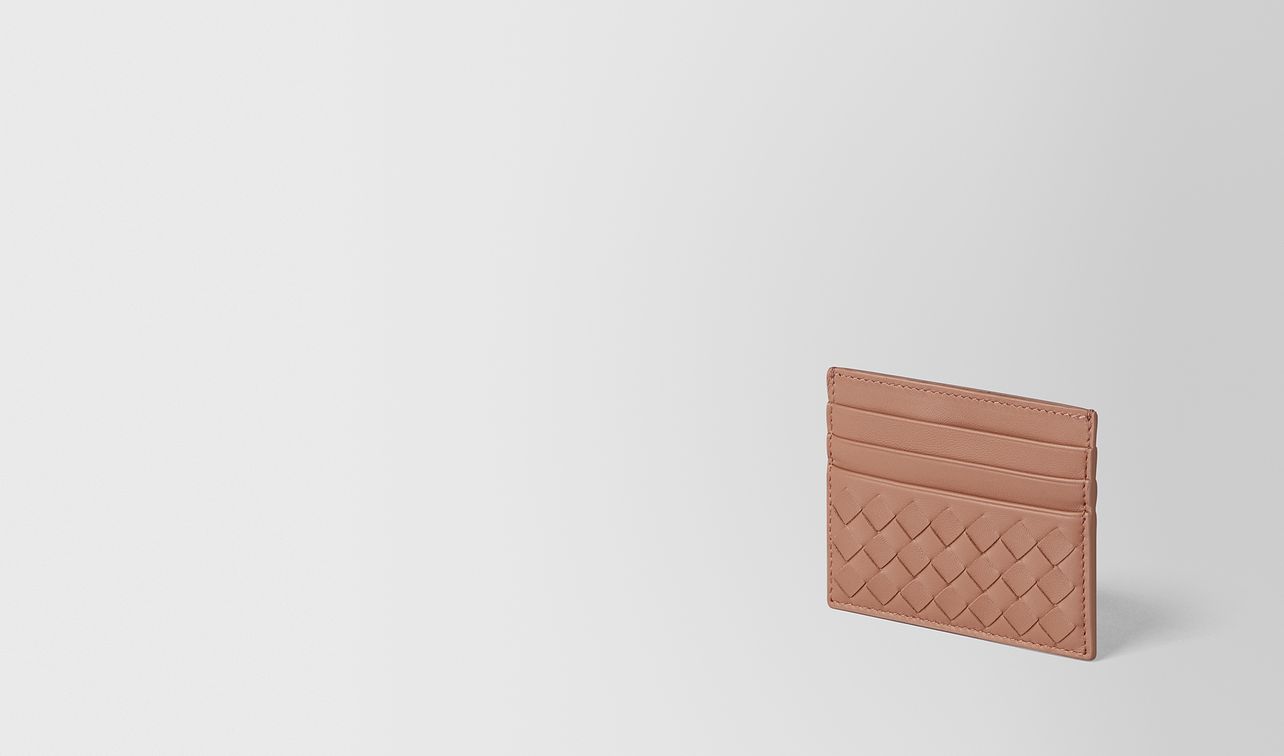 étui pour cartes en cuir vn intrecciato dahlia landing