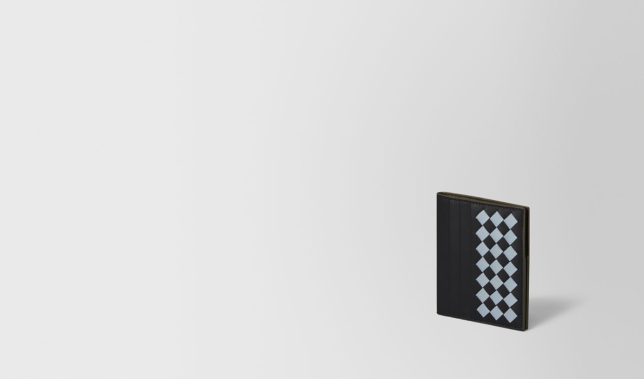 nero intrecciato checker nappa bi-fold wallet landing