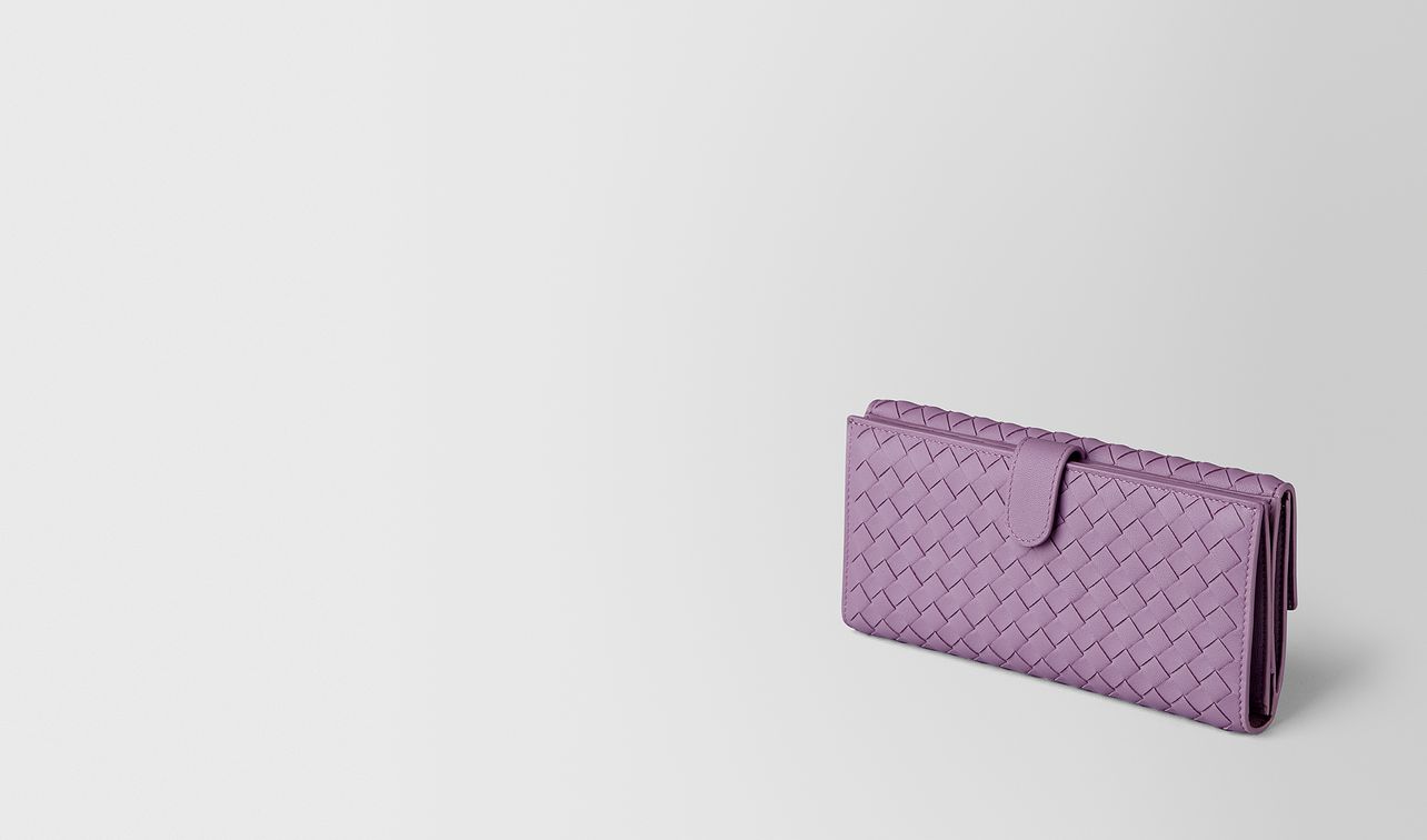 lilac intrecciato nappa continental wallet landing