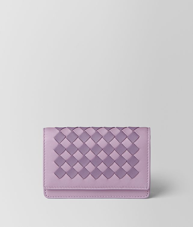 BOTTEGA VENETA PARME LILAC INTRECCIATO CHECKER CARD CASE Card Case or Coin Purse E fp