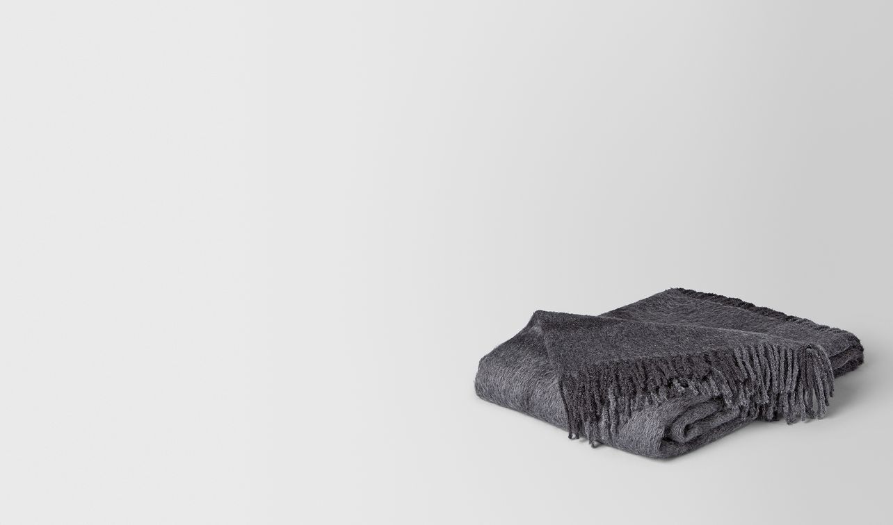 anthracite dark grey alpaca and wool kaunis blanket landing