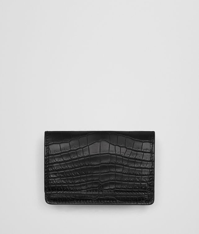 BOTTEGA VENETA NERO CROCODILE CARD CASE Card Case E fp