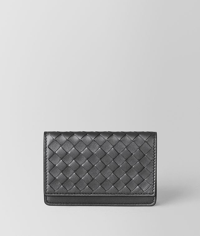 BOTTEGA VENETA ANTIQUE SILVER INTRECCIATO NAPPA CARD CASE Card Case E fp
