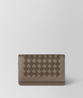 LIMESTONE/STEEL INTRECCIATO CHECKER CARD CASE