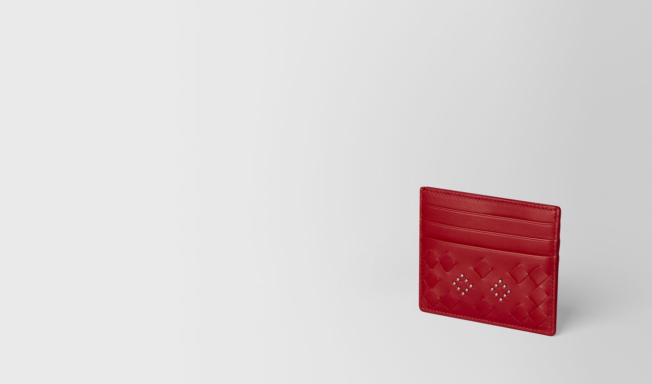 china red nappa microstuds card case landing