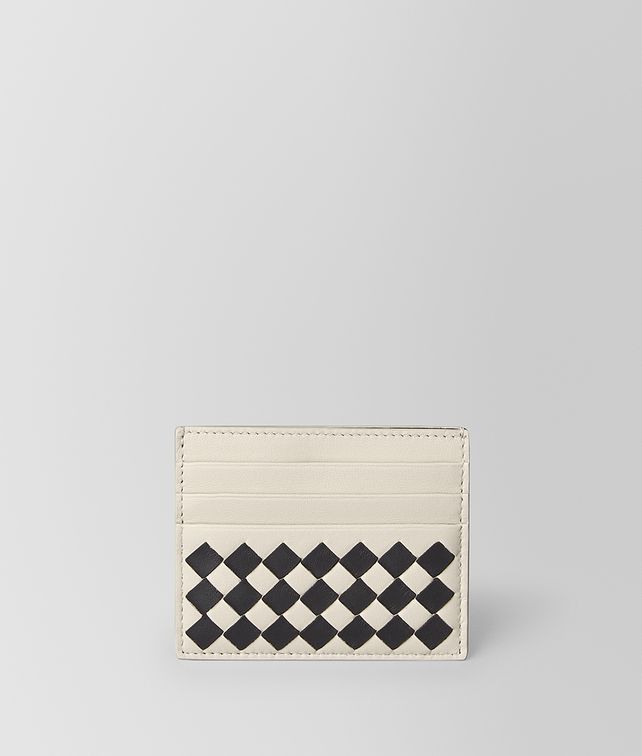 BOTTEGA VENETA MIST/NERO INTRECCIATO CHECKER CARD CASE Card Case E fp