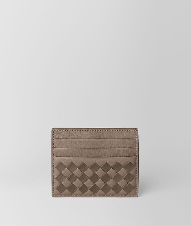 BOTTEGA VENETA LIMESTONE/STEEL INTRECCIATO CHECKER CARD CASE Card Case E fp