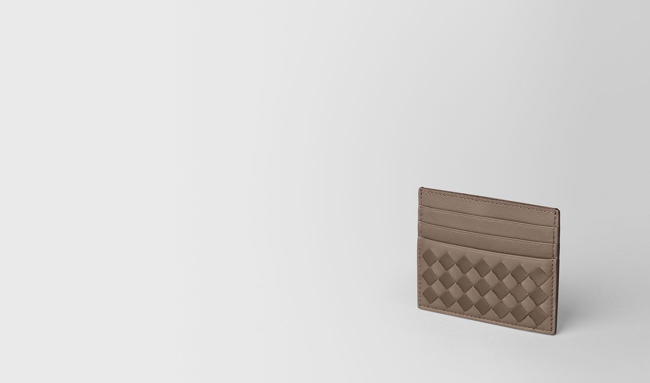 limestone/steel intrecciato checker card case landing