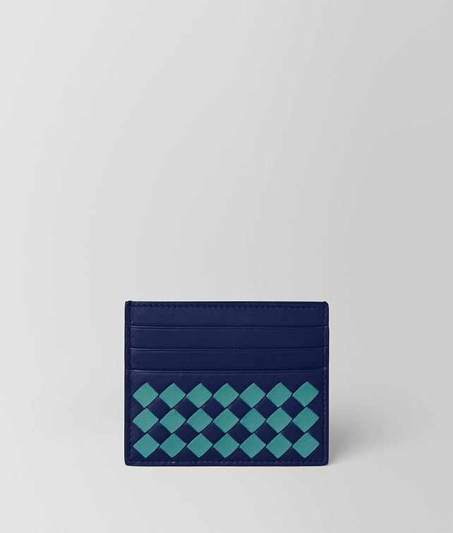 BOTTEGA VENETA ÉTUI POUR CARTES À CARREAUX INTRECCIATO ATLANTIC/AQUA Étuis pour cartes E fp
