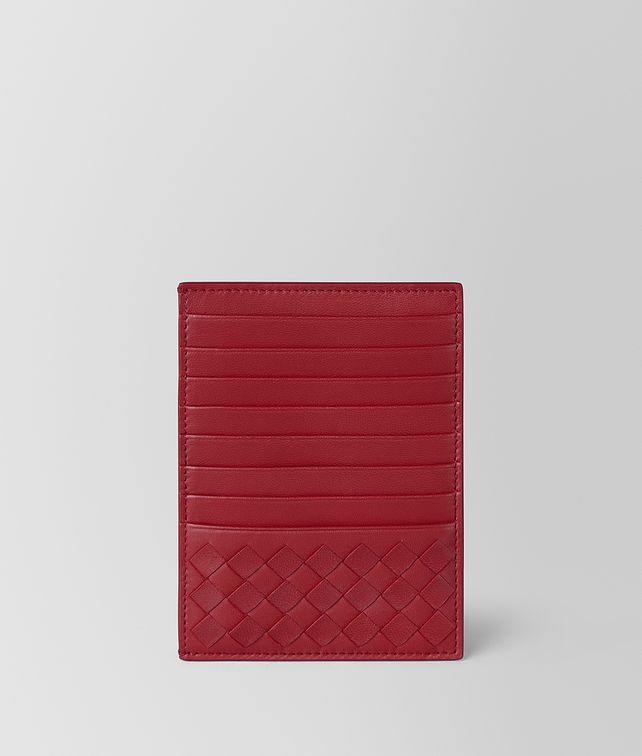 BOTTEGA VENETA CHINA RED INTRECCIATO NAPPA CARD CASE Card Case E fp