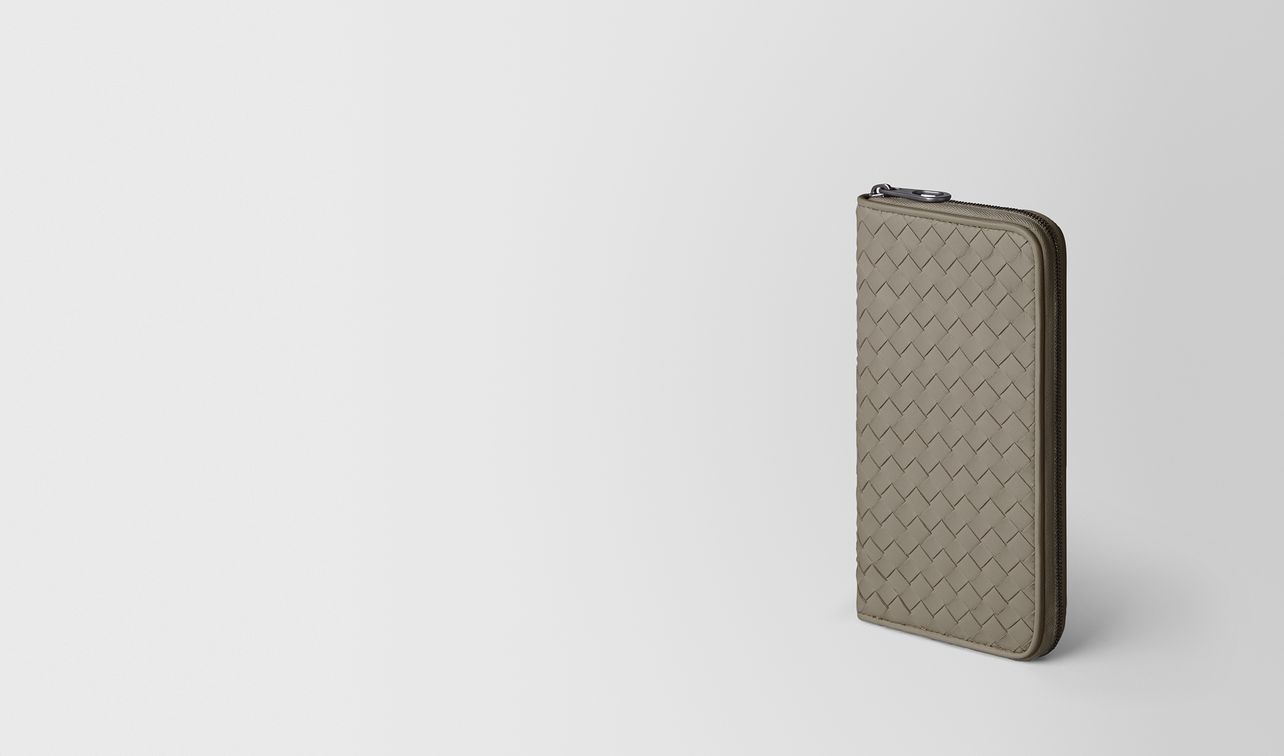 dark cement intrecciato vn zip around wallet landing