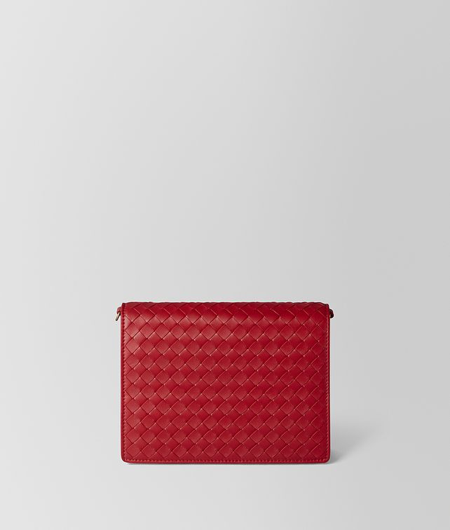 BOTTEGA VENETA PORTAFOGLIO CON CATENA IN INTRECCIATO NAPPA CHINA RED Borsa mini e pochette Donna fp